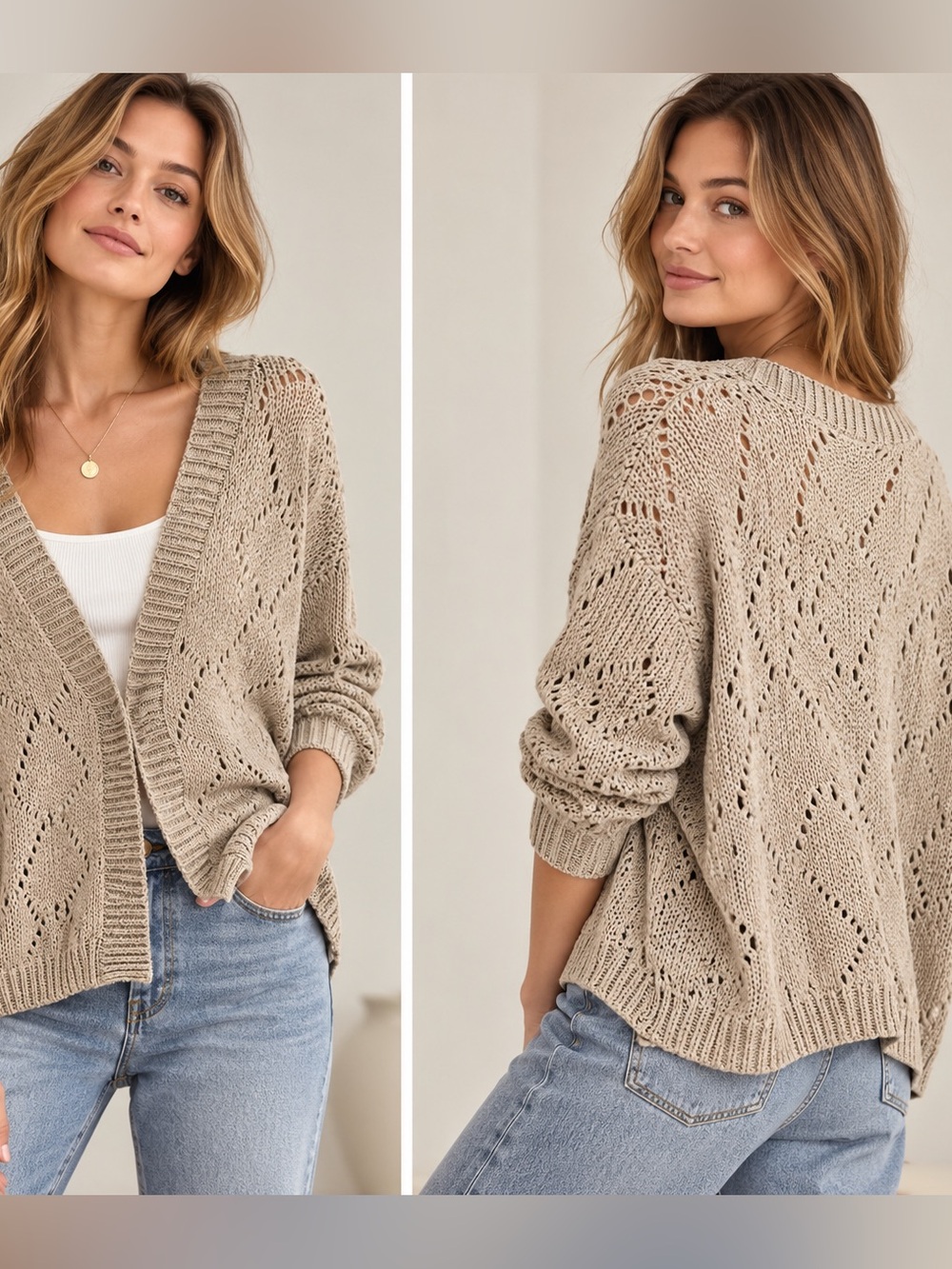 Anneclaire 100% Cotton  Knit Cardigan Made in Italy Size 42